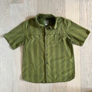 Merrell Men’s Green OptiWick Button Down Shirt Size Large Short Sleeve Gorpcore